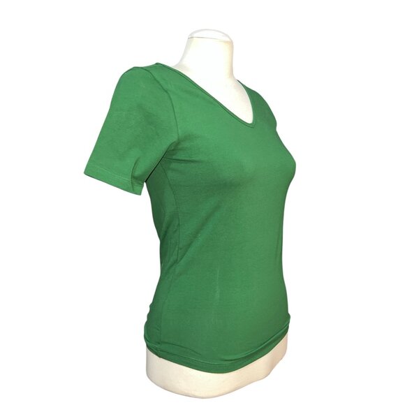 Universal Standard Foundation Short Sleeve V-Neck Tee Sz 4XS (00-0, XS) Green - Picture 9 of 9